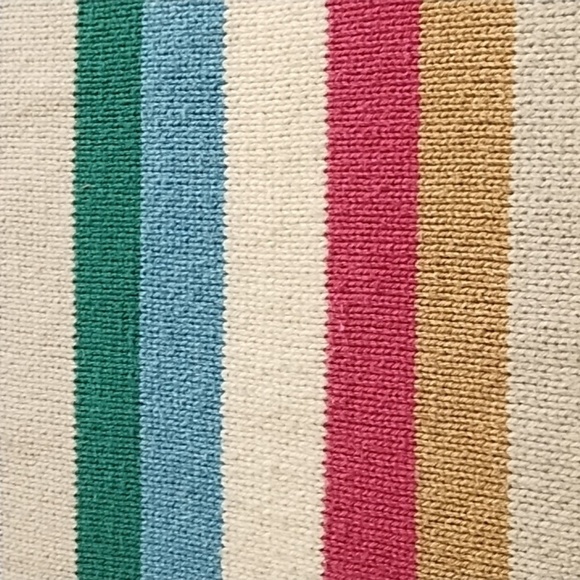 Cotton Blend Navy Raglan Sleeve Multi Stripe Crew Neck Mid-Weight Sweater - Picture 8 of 10